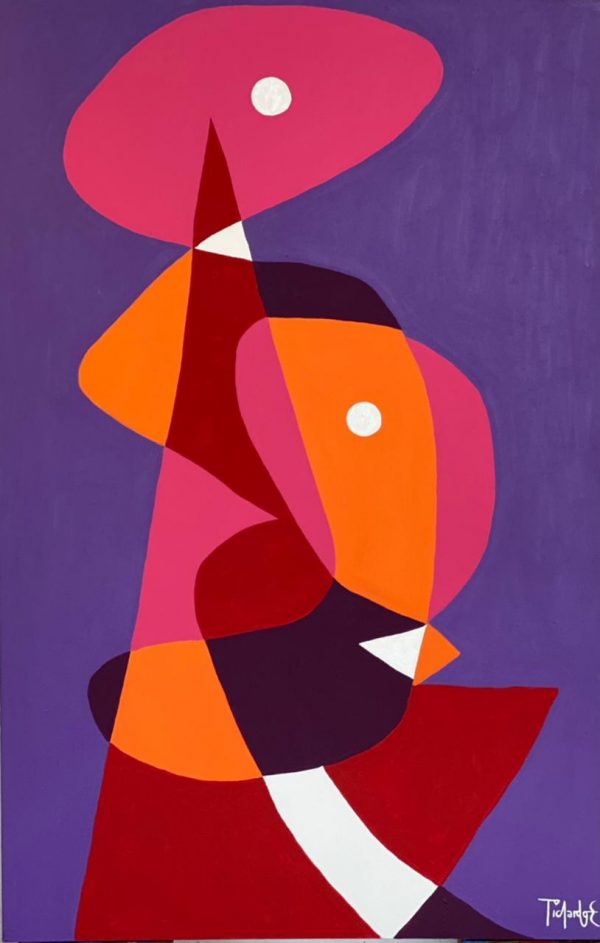 Personaje en rojos Obra de Enrique Pichardo artista plástico abstracto