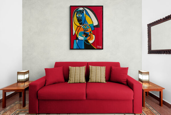 Retrato de perfil en fondo rojo - Imagen 4