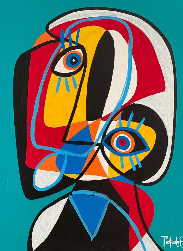 Retrato de colores en fondo azul-75x100cm-Enrique Pichardo-Baja