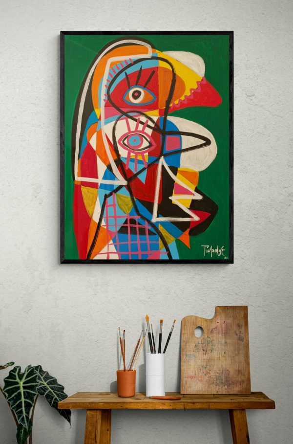 retrato en fondo verde 1