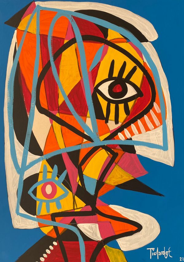 retrato en fondo azul de enrique pichardo