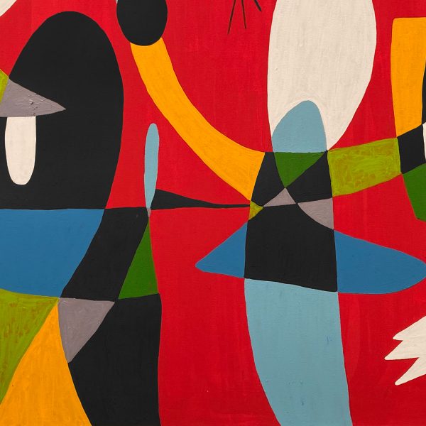 53397-Personajes-en-fondo-rojo-180x120cm-Pichardo-D3