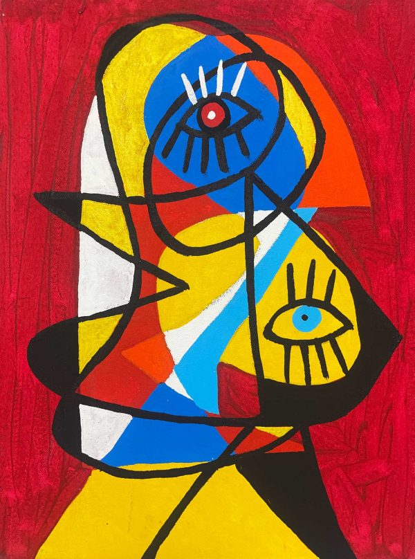 Retrato en fondo rojo enigma