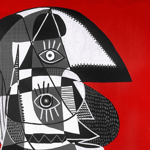 Retrato gris en fondo rojo - Imagen 5