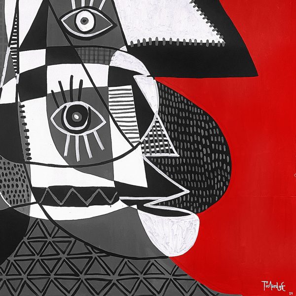 Retrato gris en fondo rojo - Imagen 6