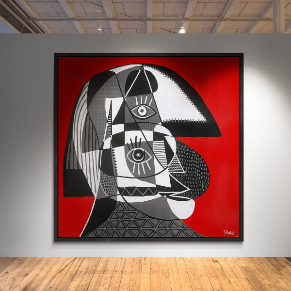 Retrato gris en fondo rojo - Imagen 3