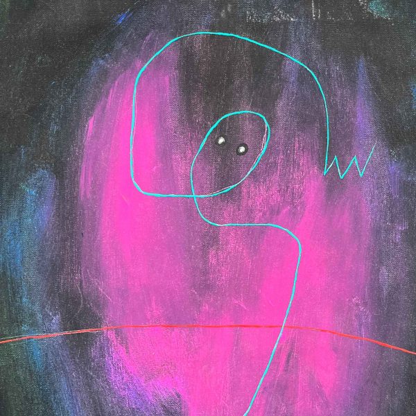 Personaje en línea azul y fondo negro - Imagen 3