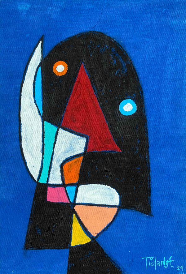 Retrato en fondo azul