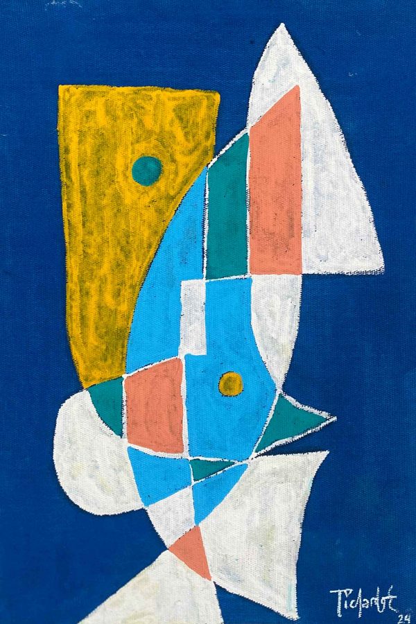 Retrato en fondo azul