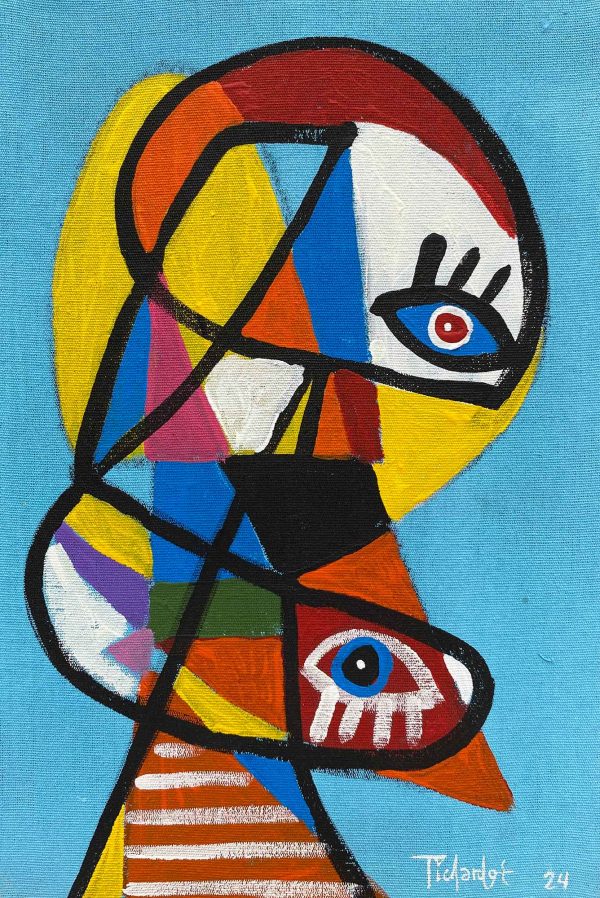 Personaje de colores en fondo acua